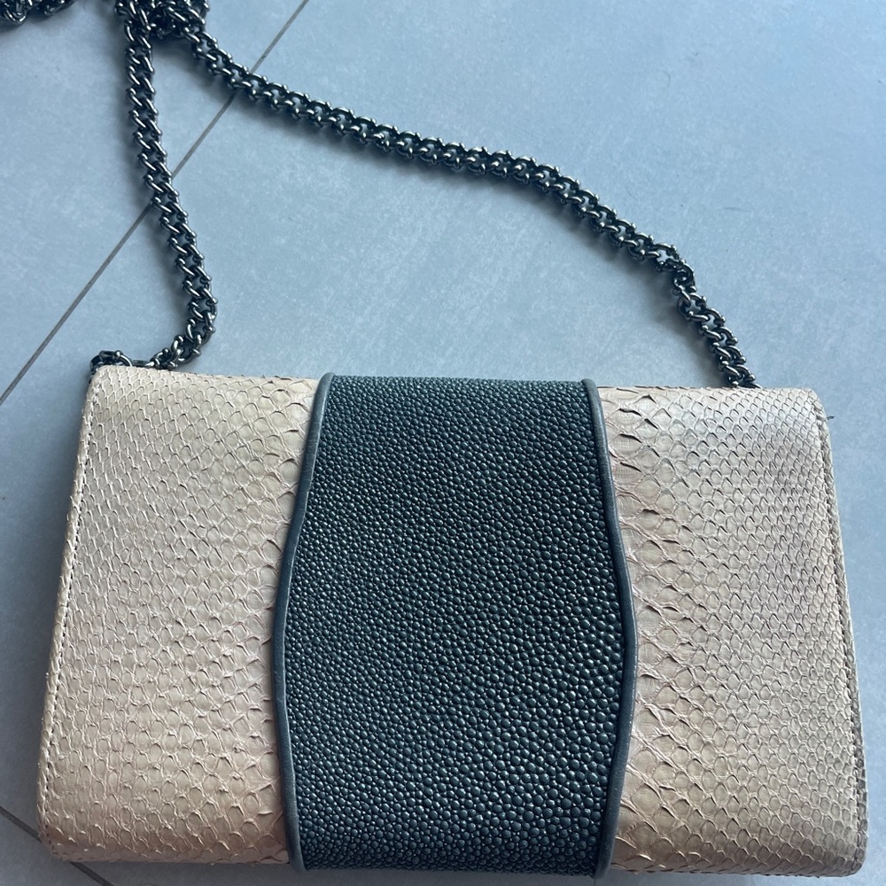 Khirma Eliazov Python Leather Chain-Link Crossbod… - image 2